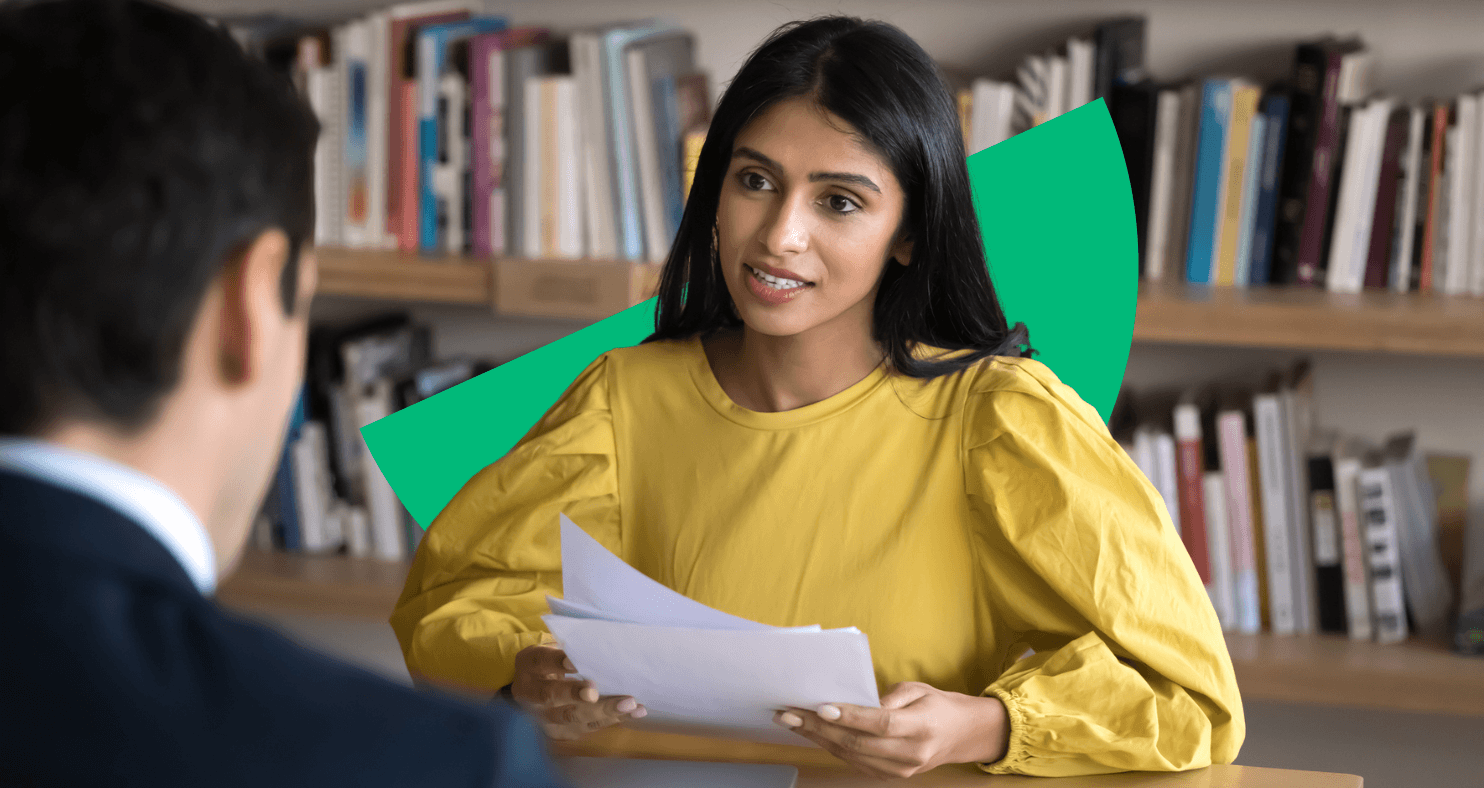 image of female interviewing someone